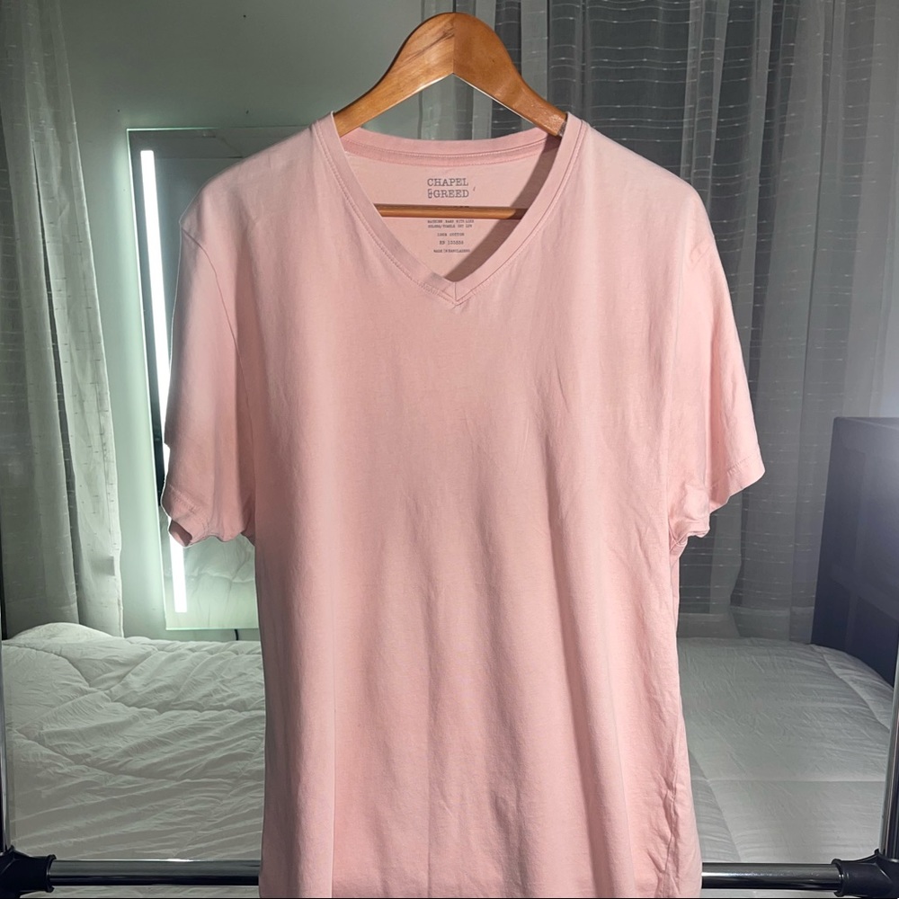Pink V-Neck Short Sleeve Tee - Picture 1 of 6